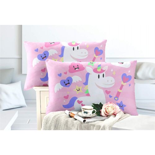  Feyart Girls Boys Twin Bedding Set Unicorn Rainbow Castle 4-Piece, Duvet Cover/Flat Sheet/Set of 2 Pillow Shams, Ultra-Soft Anti-allergenic Microfiber, Purple