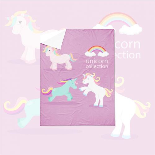  Feyart Girls Boys Twin Bedding Set Unicorn Rainbow Castle 4-Piece, Duvet Cover/Flat Sheet/Set of 2 Pillow Shams, Ultra-Soft Anti-allergenic Microfiber, Purple