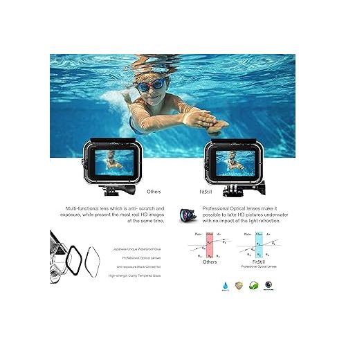  FitStill 60M/196FT Waterproof Case for Go Pro Hero12 Black/Hero11 Black/Hero10 Black/Hero9 Black,Protective Underwater Diving Housing Shell with Accessories for Hero12/11/10/9 Black Action Camera