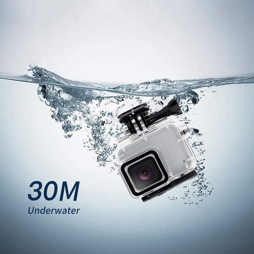  FitStill Waterproof Housing Case for GoPro Hero 7 White & Silver, Protective 45m Underwater Dive Case Shell with Bracket Accessories for Go Pro Hero7 Action Camera