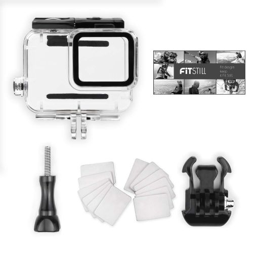  FitStill Waterproof Housing Case for GoPro Hero 7 White & Silver, Protective 45m Underwater Dive Case Shell with Bracket Accessories for Go Pro Hero7 Action Camera