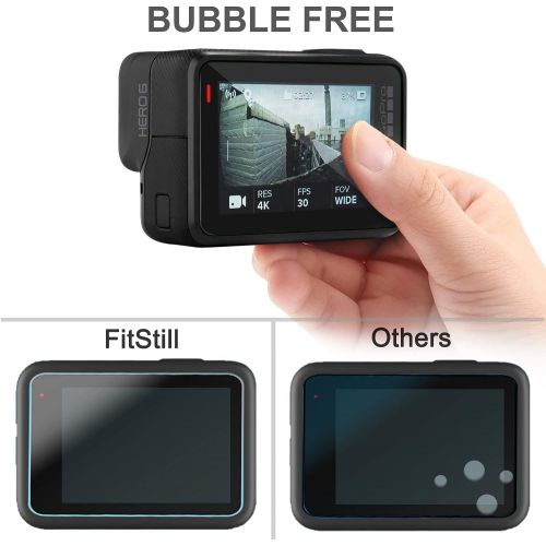  [6 PCS] FitStill Screen Protector for GoPro Hero 7(Only Black)/Hero HD(2018)/Hero 5/Hero 6, Ultra Clear Tempered Glass Screen Protector + Lens Protector + Lens Cap Cover Accessorie