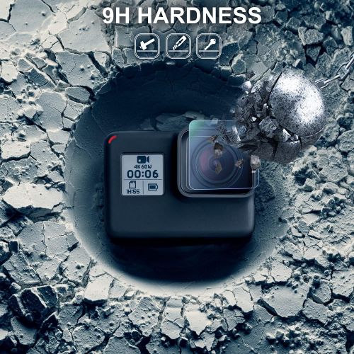  [6 PCS] FitStill Screen Protector for GoPro Hero 7(Only Black)/Hero HD(2018)/Hero 5/Hero 6, Ultra Clear Tempered Glass Screen Protector + Lens Protector + Lens Cap Cover Accessorie