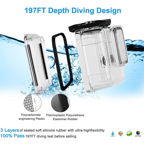  [아마존베스트]FitStill Waterproof Case for GoPro Hero 8 Black, Protective Underwater 60M Dive Housing Shell with Bracket Accessories for Go Pro Hero8 Action Camera