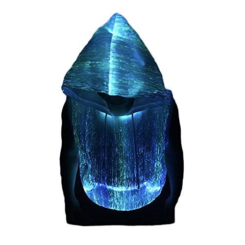  할로윈 용품Fiber Optic Fabric Clothing Light up Cool Hoodies LED Fiber Optic Sleeveless Costume Hoodie Glow in The Dark Sweatshirts,Mobile APP Control
