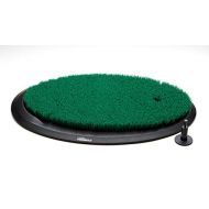 Fiberbuilt Flight Deck Golf Hitting Mat - Oval Shape Outdoor/ Indoor Real Grass-Like Performance Golf Mat with Durable Adjustable Height Tee, Black/Green, 21.25 x 13.5 x 1.75