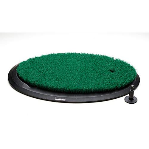  Fiberbuilt Flight Deck Golf Hitting Mat - Oval Shape Outdoor/ Indoor Real Grass-Like Performance Golf Mat with Durable Adjustable Height Tee, Black/Green, 21.25 x 13.5 x 1.75