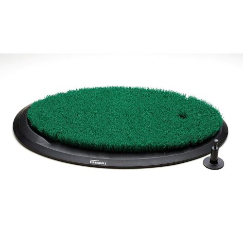  Fiberbuilt Flight Deck Golf Hitting Mat - Oval Shape Outdoor/ Indoor Real Grass-Like Performance Golf Mat with Durable Adjustable Height Tee, Black/Green, 21.25 x 13.5 x 1.75