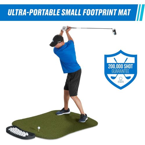  Fiberbuilt Golf Hourglass Hitting Mat - Premium Indoor / Outdoor Performance Turf with Non-Slip Rubber Foam Padding Comes with 4 Alignment Sticks and 1 Golf Ball Tray