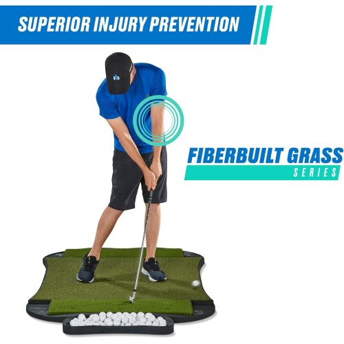  Fiberbuilt Golf 5x4 Hourglass Pro Studio Mat Kit - Single-Sided Hitting Mat with Premium Fiberbuilt Grass Turf - Launch Monitor Tested - Indoor / Outdoor