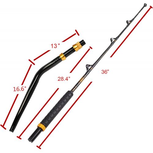  Fiblink Bent Butt Fishing Rod 2-Piece Saltwater Offshore Trolling Rod Big Game Roller Rod Conventional Boat Fishing Pole