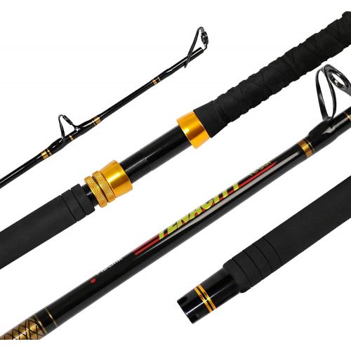  Fiblink Fishing Trolling Rod 1 Piece/2 Piece Saltwater Offshore Rod Big Name Heavy Duty Rod Conventional Boat Fishing Pole (30-50lbs/50-80lbs/80-120lbs)