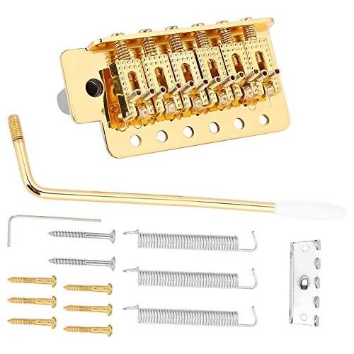  [아마존베스트]Fictory Tremolo Bridge Guitar, Tremolo System with Single Locking Vibrato Bridge Tailpiece for ST Guitar (Golden)