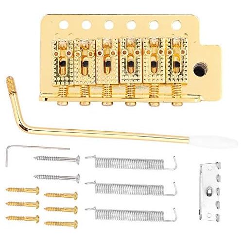  [아마존베스트]Fictory Tremolo Bridge Guitar, Tremolo System with Single Locking Vibrato Bridge Tailpiece for ST Guitar (Golden)