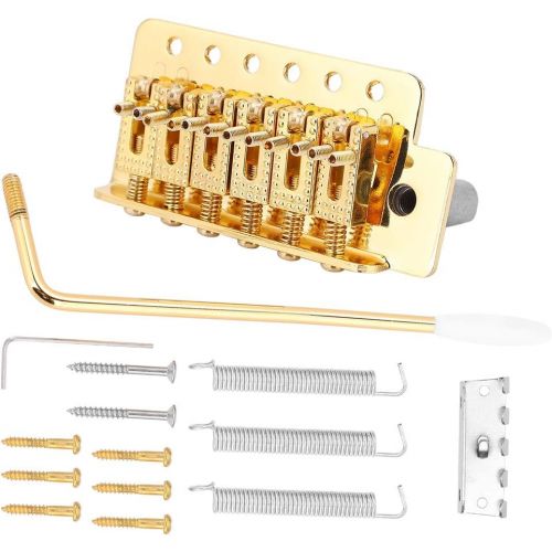  [아마존베스트]Fictory Tremolo Bridge Guitar, Tremolo System with Single Locking Vibrato Bridge Tailpiece for ST Guitar (Golden)