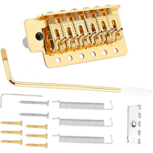  [아마존베스트]Fictory Tremolo Bridge Guitar, Tremolo System with Single Locking Vibrato Bridge Tailpiece for ST Guitar (Golden)