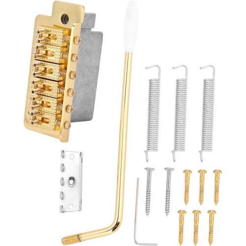  [아마존베스트]Fictory Tremolo Bridge Guitar, Tremolo System with Single Locking Vibrato Bridge Tailpiece for ST Guitar (Golden)