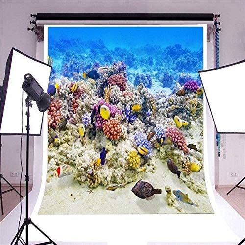  FidgetFidget Photography Background Underwater Coral Reef Fishes 8x8ft Studio Backdrop Prop