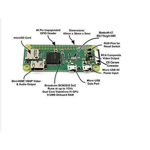  FidgetFidget USB WiFi & Bluetooth Original Raspberry Pi Zero W 1GHz ARM11 512MB RAM Built-in