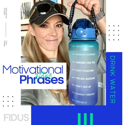  [아마존베스트]Fidus Large Half Gallon/64OZ Motivational Water Bottle with Paracord Handle & Removable Straw - BPA Free Leakproof Water Jug with Time Marker to Ensure You Drink Enough Water Daily