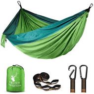 Fieleer Ultraleicht Reisehangematte Camping Outdoor Hammock | Mit Premium Karabinern & 2,5cm Breiten Schwerlastgurten mit 6 Schlingen | 275x140cm, 300kg Traglast, Aus Fallschirm Ny