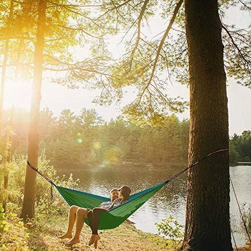  Fieleer Ultraleicht Reisehangematte Camping Outdoor Hammock | Mit Premium Karabinern & 2,5cm Breiten Schwerlastgurten mit 6 Schlingen | 275x140cm, 300kg Traglast, Aus Fallschirm Ny