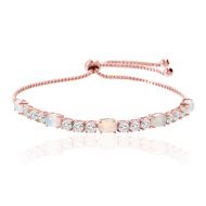 Fiery Opal Tennis Bracelet Made with Swarovski Crystals in Rose Gold Plating by Nina Grace