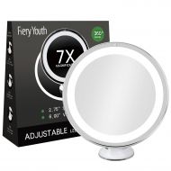 Fiery Youth Adjustable Makeup Mirror LED Lighted Vanity,Bathroom Mirror,With 7X Magnification 360°Swivel 6 Screen,Warm LED Sensitive Button