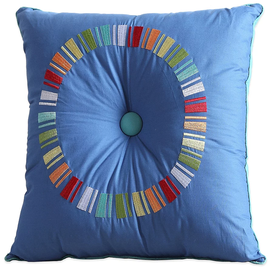 /Fiesta Embroidered Circle Square Throw Pillow in Lapis