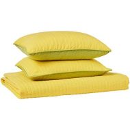 Fiesta Dash Reversible Quilt Set with 2 Euro Shams, FullQueen, Lemongrass GreenSunshine Yellow