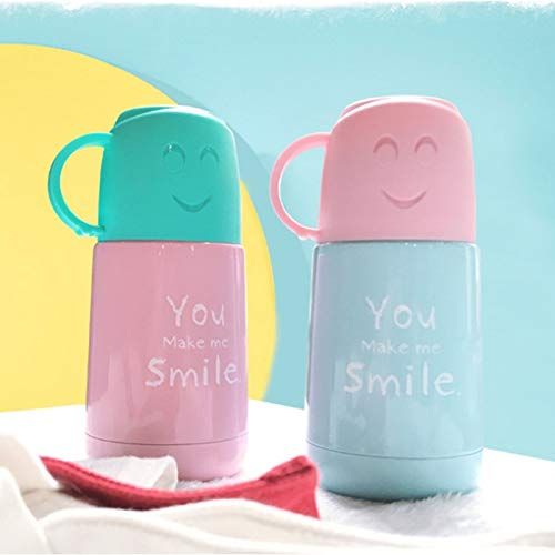  Fiesta Korean Creativesmiley Face Bouncing Cover Insulation Cup Stainless Steel Thermos Bottle Portable Student Fruit Pattern Water Bot