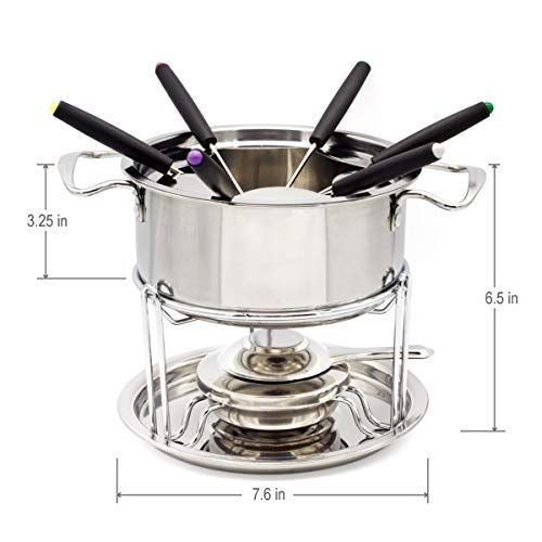  Fifth Strobe River Stainless Steel Fondue Pot Inox Set WZH 13-set Fuel Fondue, Temperature Controllable, Chocolate Cheese