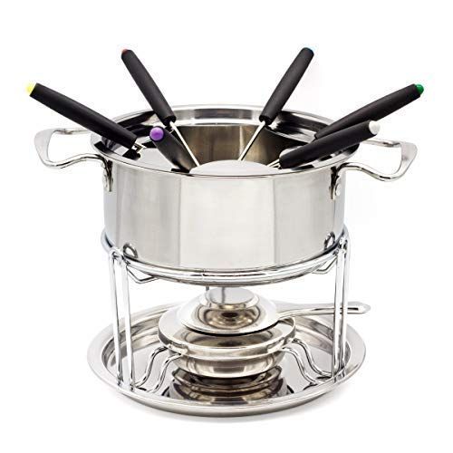  Fifth Strobe River Stainless Steel Fondue Pot Inox Set WZH 13-set Fuel Fondue, Temperature Controllable, Chocolate Cheese