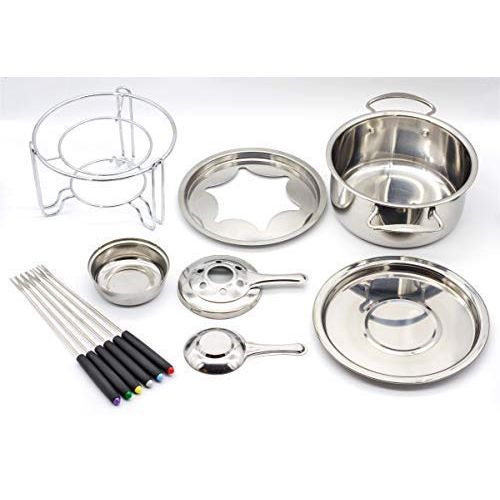  Fifth Strobe River Stainless Steel Fondue Pot Inox Set WZH 13-set Fuel Fondue, Temperature Controllable, Chocolate Cheese