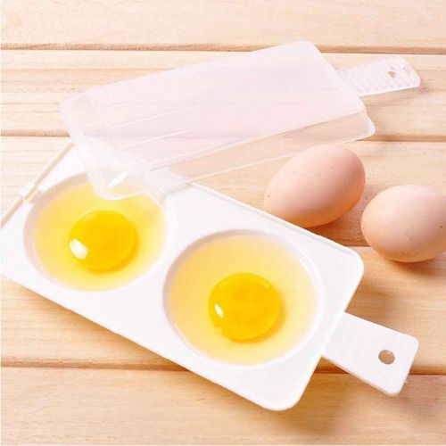  Fighting 2Poachies Egg-Poaching Plastic Egg Cooker Microwave Egg Boiler Egg Boiler Kitchen Tool (Random Color)