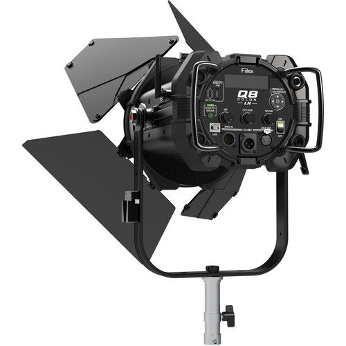  Fiilex Q8 Color Cinematic LED Fresnel Light with LumenRadio, Barndoors & PSU