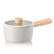 NEOFLAM FIKA Milk Pan for Stovetops and Induction Wood Handle and Glass Lid Made in Korea (6 / 1.5qt)