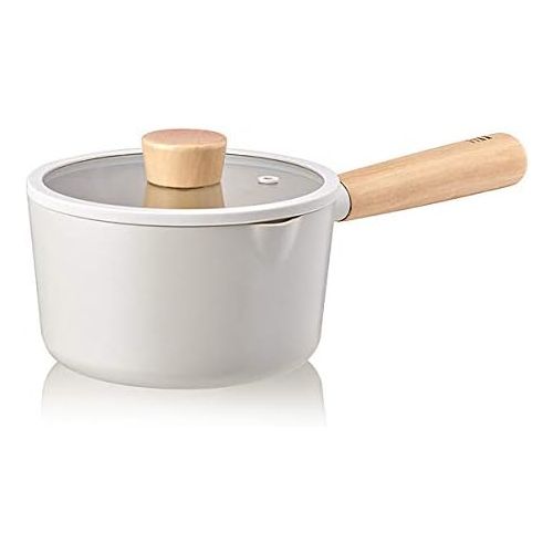  NEOFLAM FIKA Milk Pan for Stovetops and Induction Wood Handle and Glass Lid Made in Korea (6 / 1.5qt)