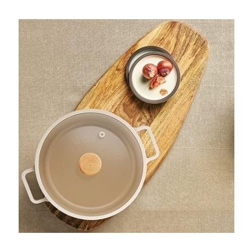  Fika NEOFLAM Mini Petit Pot for Stovetops and Induction Wood knob and Glass Lid Made in Korea (7 inch / 1.6qt)