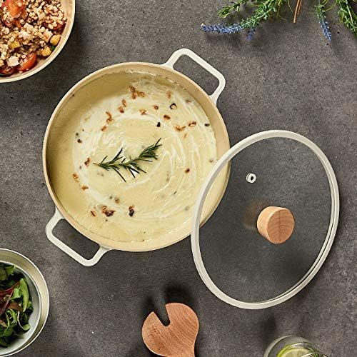  Fika NEOFLAM Mini Petit Pot for Stovetops and Induction Wood knob and Glass Lid Made in Korea (7 inch / 1.6qt)