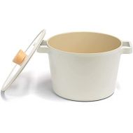 NEOFLAM FIKA Deep Stock Pot for Stovetops and Induction Glass Lid with Wood Knob Made in Korea (8.7 / 4.9qt)