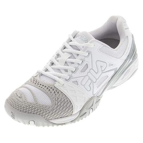  Fila Women's Cage Delirium Tennis Shoes (White/Vapor Blue/Metallic Silver) (6.5 B(M) US)