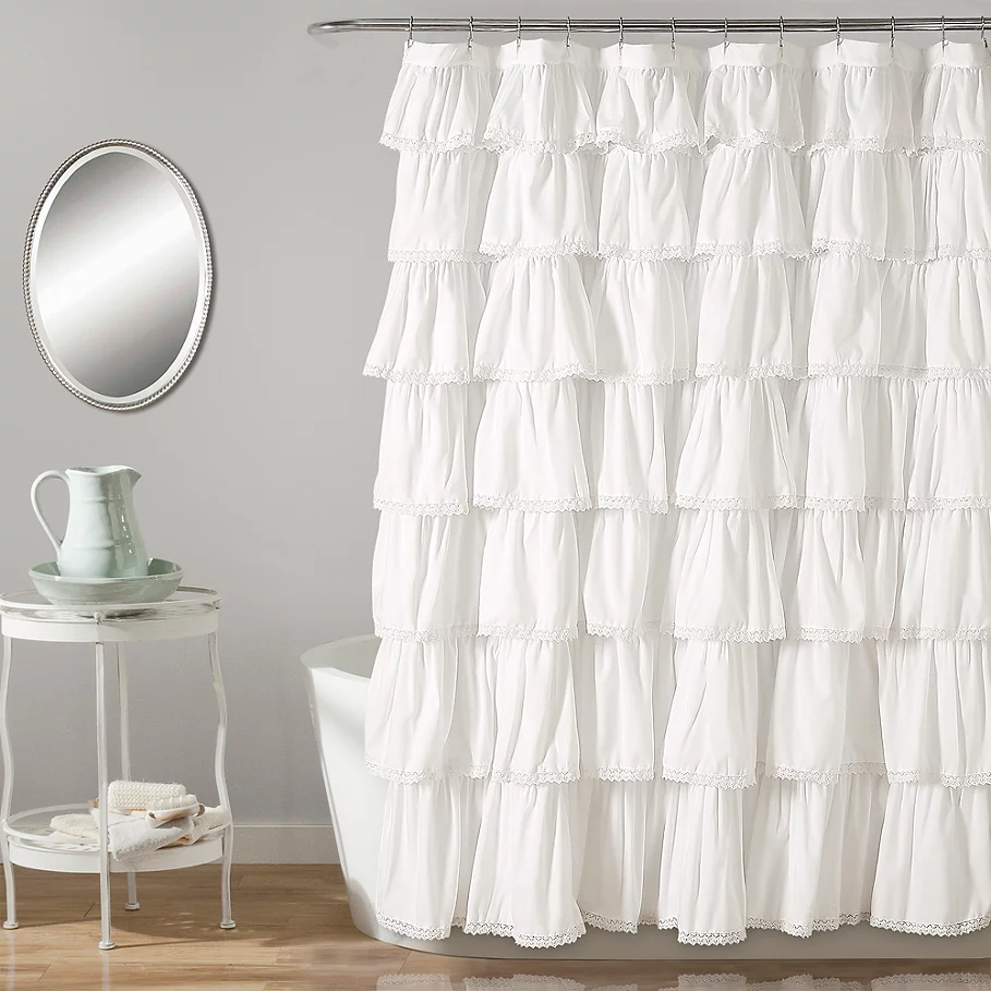 Lush Decor Emily Shower Curtain in White