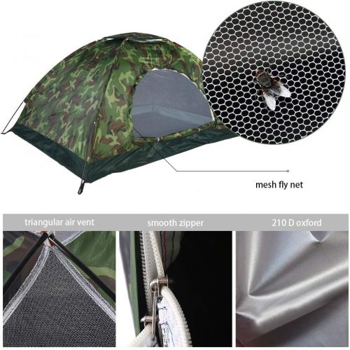  Filfeel Campingzelt, Outdoor Camping Zelt Camouflage 2 Personen UV Schutz wasserdichte Familie Reise Dome Wasserdicht Festival Wandern Klappzelte mit Tragbaren Tragetasche