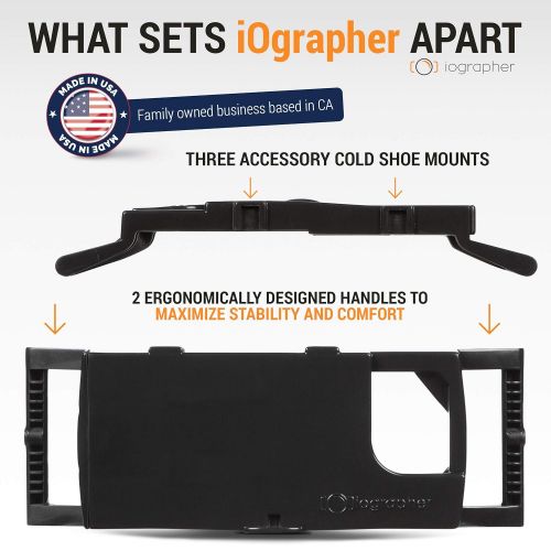  Filmmaking Case Smartphone Video Rig for Apple iPhone, Android, Samsung or Any Mobile Phone with Lens Adapter, Tripod Mount and Stabilizer Grip - USA Made by IOgrapher - Accessorie