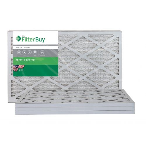  FilterBuy AFB Silver MERV 8 14x25x1 Pleated AC Furnace Air Filter. Pack of 4 Filters. 100% produced in the USA.