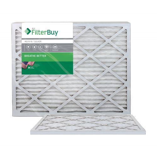  FilterBuy AFB Silver MERV 8 20x25x1 Pleated AC Furnace Air Filter. Pack of 2 Filters. 100% produced in the USA.