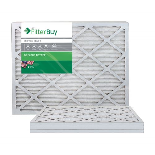  FilterBuy AFB Silver MERV 8 20x25x1 Pleated AC Furnace Air Filter. Pack of 4 Filters. 100% produced in the USA.