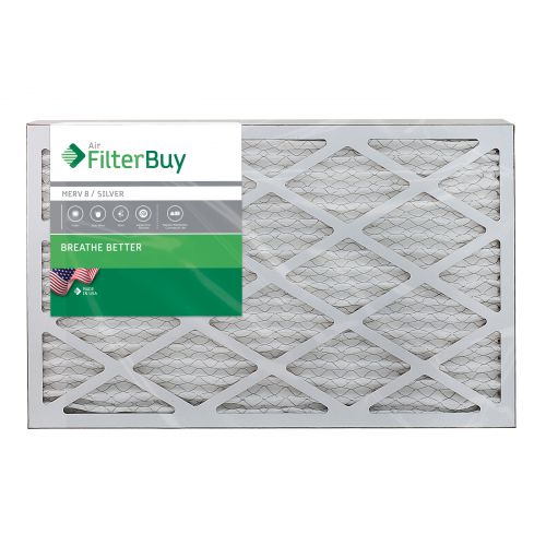  FilterBuy AFB Silver MERV 8 16x25x1 Pleated AC Furnace Air Filter. Pack of 2 Filters. 100% produced in the USA.