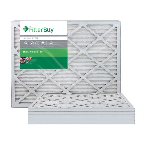  FilterBuy AFB Silver MERV 8 24x30x1 Pleated AC Furnace Air Filter. Pack of 6 Filters. 100% produced in the USA.